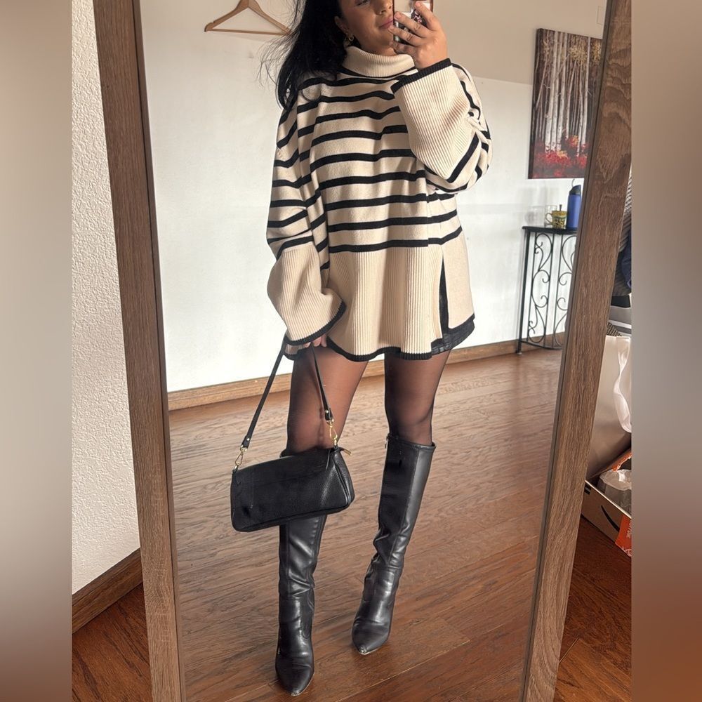 Cream and white striped sweater